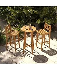 sumyeg 30-Inch Teak Wood Outdoor Bar Chair with Backrest and Footrest