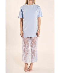 endless rose Women's Mixed Media Lace T-Shirt Dress