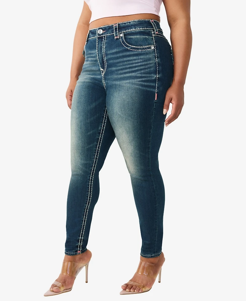 True Religion Plus Jennie Mid-Rise Skinny Super T-Flap Jeans