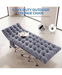 Folding Camping Cot with Removable Cotton Mattress for Office, Home and Beach, 450 lbs