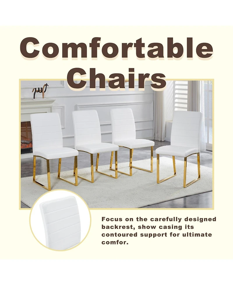Streamdale Furniture 4-Pack Heavy-duty Chairs: 2.1" Cushion, Iron Frame, Home/Office