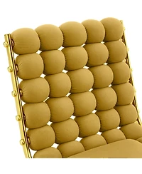 Streamdale Set of 2 Yellow Puffy Bubble Chair Ball Chain Chair Velvet Dining Chairs