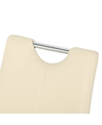 Streamdale Furniture Modern Light Yellow Pu Dining Chair with Electroplated Metal Legs (Set of 2)