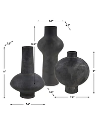 Uttermost Charcoal Bloom Indoor-Outdoor Vases, Set of 3