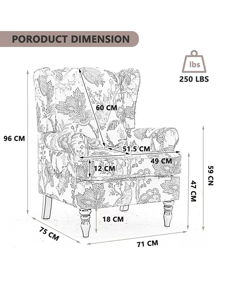 Streamdale Furniture Modern Accent Chair with Retro Wood Legs, Comfy Upholstered Armchair