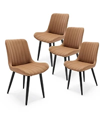 Streamdale Furniture Set of 4 Modern Pu Leather Dining Chairs with Cushions & Metal Legs