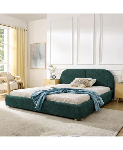 Streamdale Furniture Modern Queen Green Fabric Bed with Headboard