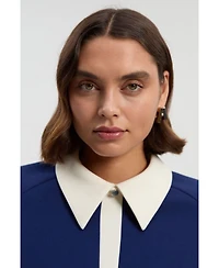 Karen Millen Women's Contrast Collar Tailored Midi Dress