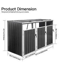 Streamdale Furniture Streamdale Metal Outdoor Garbage Bin Shed for 3 Trash Cans