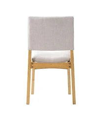 Streamdale Upholstered Stackable Dining Chairs Set of 4 - Linen Fabric, Solid Wood Frame