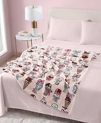 Betsey Johnson Coquette Ice Cream Printed Plush Throw, 70" X 50"
