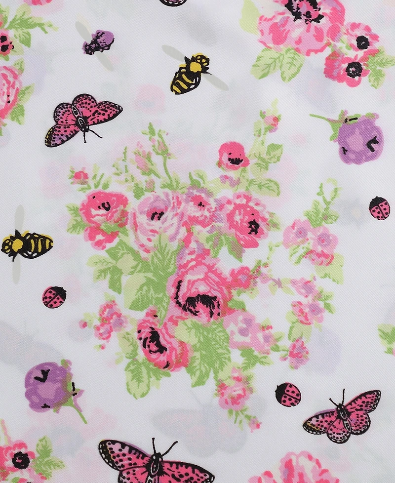 Betsey Johnson Queen Bee Floral Bouquet Satin -Pc. Duvet Cover Set