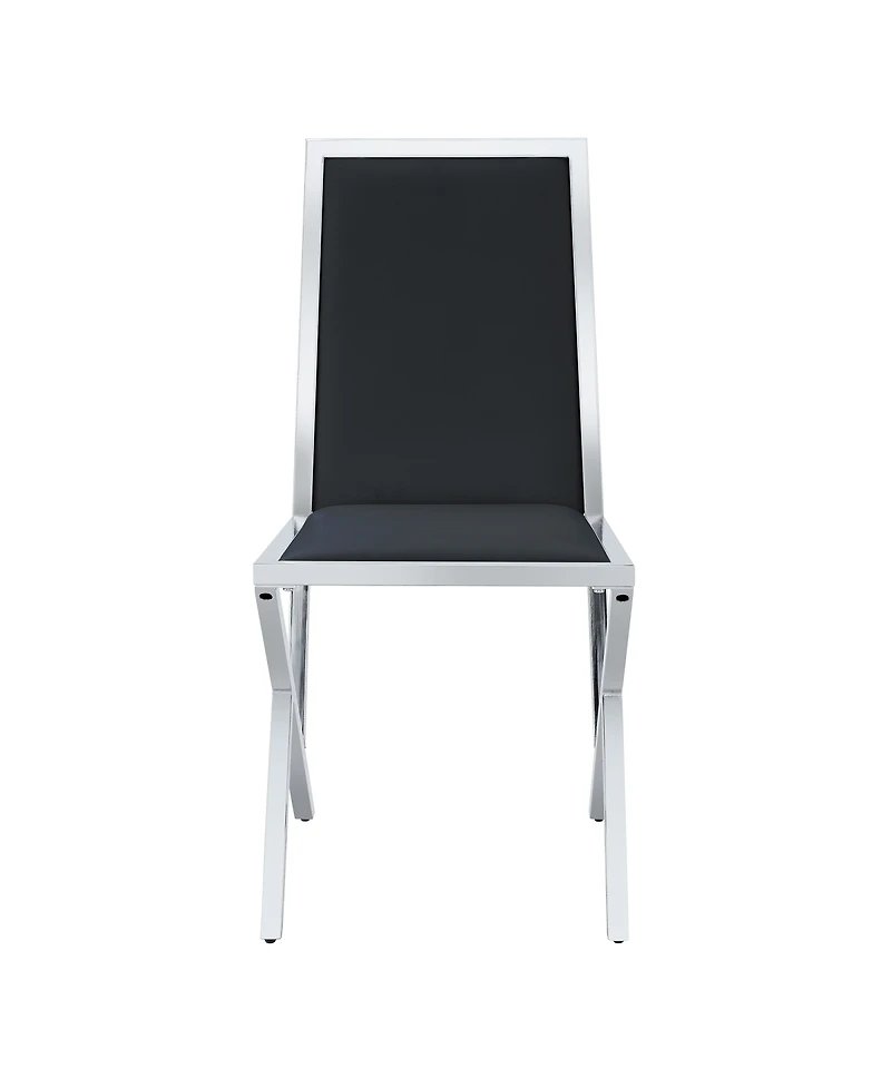 Streamdale Furniture 2-pack Black Pu dining chairs with silver metal legs.