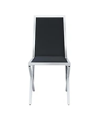 Streamdale Furniture 2-pack Black Pu dining chairs with silver metal legs.