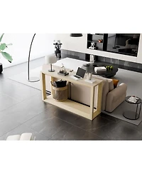 Streamdale Furniture 60" Rectangular Solid Wood Veneer Console Table, Wide Sofa Table, Oak Wash