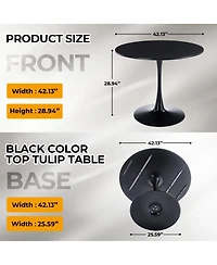 Streamdale 42.1" Black Tulip Dining Table (Seats 4-6) - Round Mdf Top, Pedestal Base