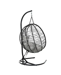 Streamdale Furniture Folding Egg Chair with Stand, Indoor/Outdoor Wicker Hammock Swing Chair