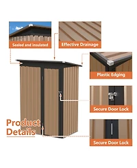 Streamdale Furniture 4.27FT x2.42FT Metal Garden Shed 5 X 3 Ft Pent Roof with Hinge Door