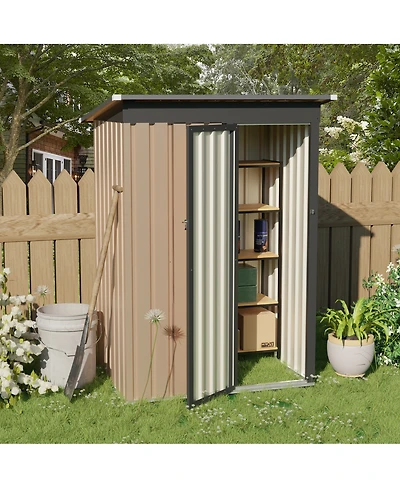 Streamdale Furniture 4.27FT x2.42FT Metal Garden Shed 5 X 3 Ft Pent Roof with Hinge Door