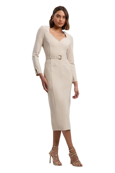 Karen Millen Women's Figure Form Bandage Belted Midi Dress