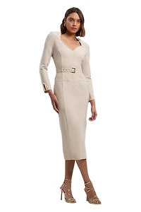 Karen Millen Women's Figure Form Bandage Belted Midi Dress