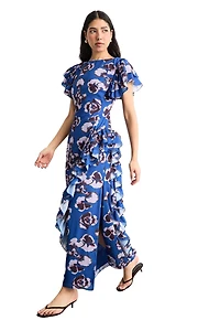 Warehouse Women's Side Split Ruffle Detail Maxi Dress