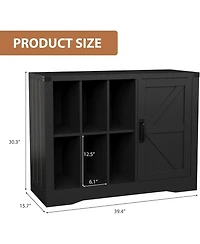 gaomon Farmhouse Record Player Stand with Barn Doors, Turntable Table with Display Shelves, Wooden Media Console & Lp Record Holder for Living Room