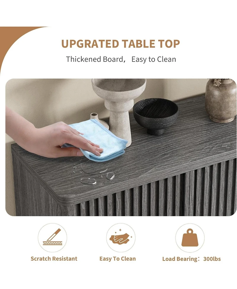 gaomon Modern Wooden Shoe Cabinet with Adjustable Shelves and Fluted Door – Narrow Entryway Shoe Organizer