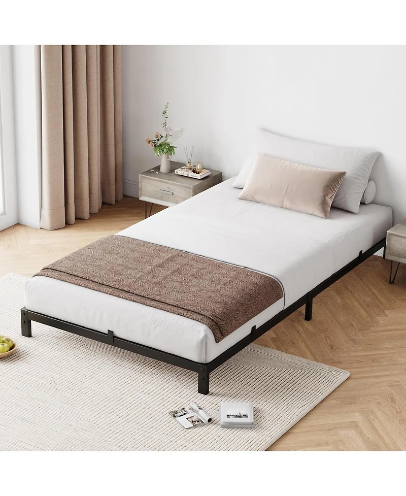 gaomon 8 Inch Twin Bed Frame, Low Profile Twin Metal Platform Bed Frame Support Mattress Foundation, Easy Assembly, Noise Free