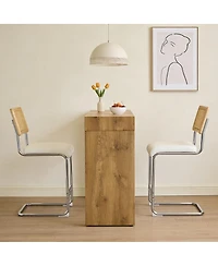 Streamdale Furniture Pu leather bar chair & wood grain bar table set with storage