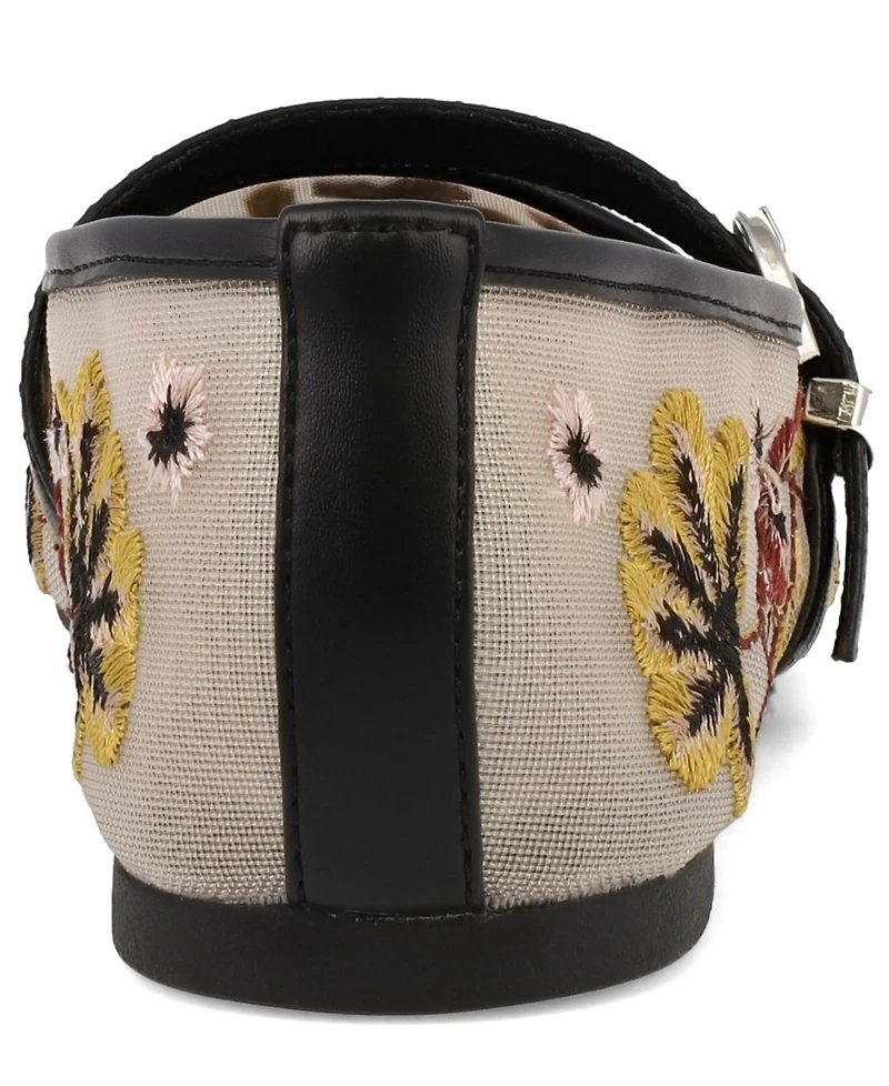 Mia Women's Bluet Embroidered Mesh Mary Jane Ballet Flats