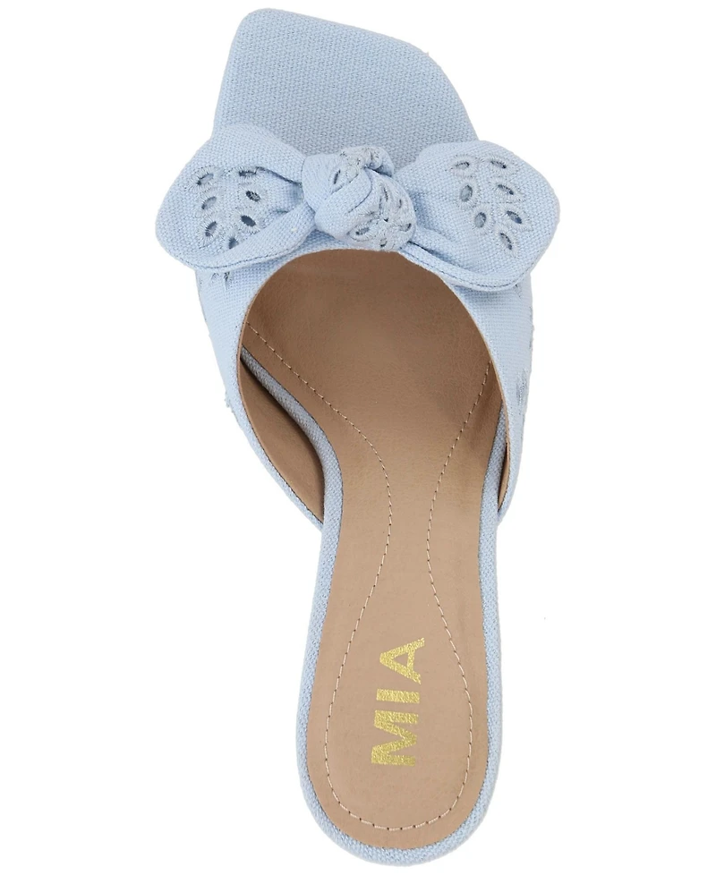 Mia Women's Elyzza Bow Slip-On Square-Toe Dress Sandals