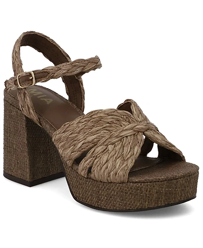 Mia Women's Woven Raffia Platform Dress Sandals