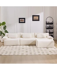 Streamdale Furniture Streamdale Modular Combination Armchair, Bamboo Joint Shape, 3+1 Seater Chenille Deep-Seat