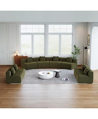 Streamdale Furniture Chenille Curved Sectional Sofa with 8 Pillows and Modular Seats