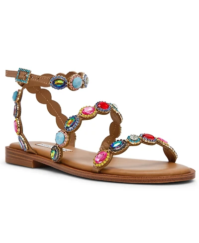 Steve Madden Women's Tawnie Gemstone Round Toe Flat Sandals