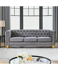 Streamdale Furniture Velvet Sofa for Living Room, Tufted Square Arm Couch