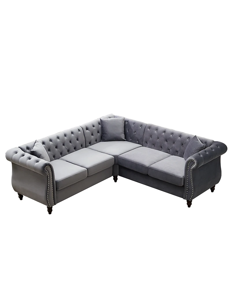 Streamdale Furniture 83.5" Oversized L-Shaped Sectional Sofa, 5-Seater Couch with 3 Pillows