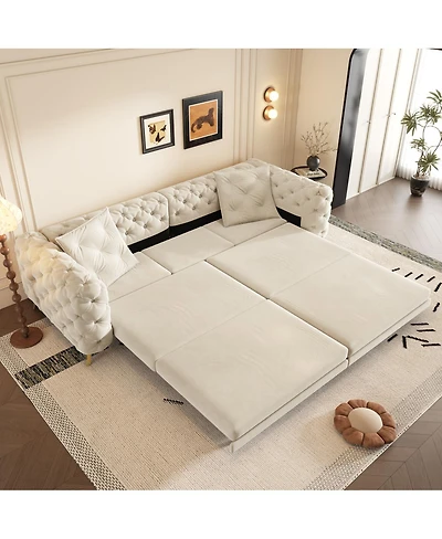 Streamdale Furniture 97.7" 3-in-1 Convertible Sleeper Sofa with Pull Out Bed & Ottoman