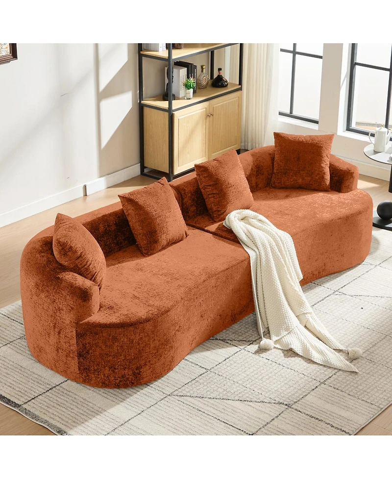 Streamdale Furniture Curved Loveseat with 3 Pillows, Deep Seat Couch for Apartment