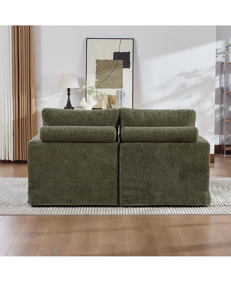 Streamdale Furniture Streamdale Green 63.39" Wide Combination Sofa Bed with Cushions and Metal Legs
