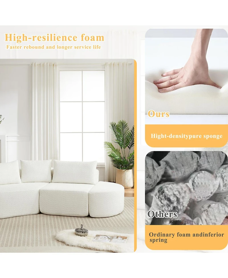 Streamdale Furniture Streamdale Chenille V-shaped modular sofa set with 3 pillows & 2 ottomans