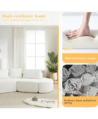 Streamdale Furniture Streamdale Chenille V-shaped modular sofa set with 3 pillows & 2 ottomans