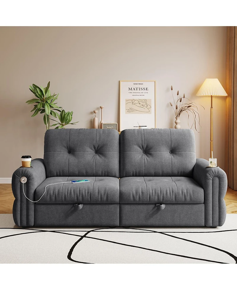 Streamdale Furniture Multi-functional 80.4" Chenille convertible sofa bed for living rooms bedrooms.