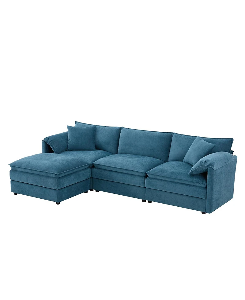 Streamdale Furniture 103" Chenille Modular Sectional Sofa with Deep Seat & Movable Ottoman