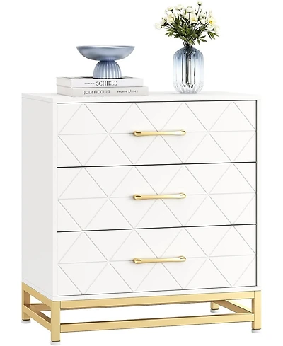 gaomon Storage Cabinet, 3 Drawer Triangle Pattern Chest