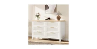 gaomon Fluted Dresser for Bedroom, Tall Chest of Drawers with 6 Storage Drawers, Modern Wood Clothing Organizer Cabinet