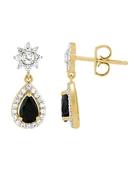 Macy's Onyx & White Topaz (1/2 ct. t.w.) Drop Earrings in 14k Yellow Gold Over Sterling Silver