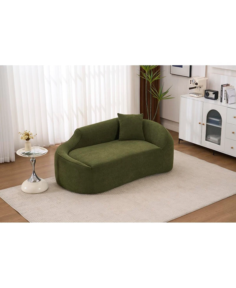 Streamdale Furniture Compression Curved Chaise Longue Indoor, Modern Chenille Loveseat Couch