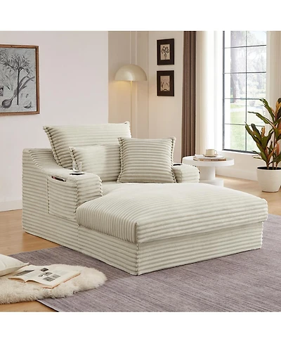 Streamdale Furniture Fluffy Double-Layer Seat Cushion w/ Cup Holders & Cotton Pillows